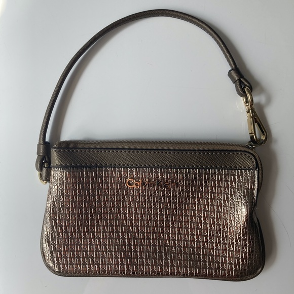 Calvin Klein Wristlet Clutch, Gold and Silver, Like New - Picture 5 of 8